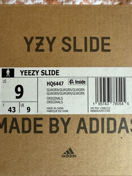 Adidas Yeezy Slides Green Glow men’s 9